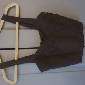 NWT Anthropologie black corset bustier crop tank with lace stretchy size small